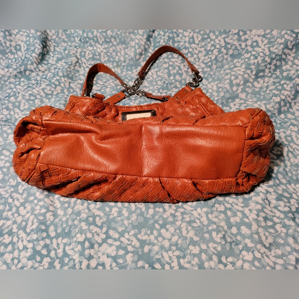 Dana Buchman Boho Faux Leather Woven Orange Purse - Picture 2 of 16